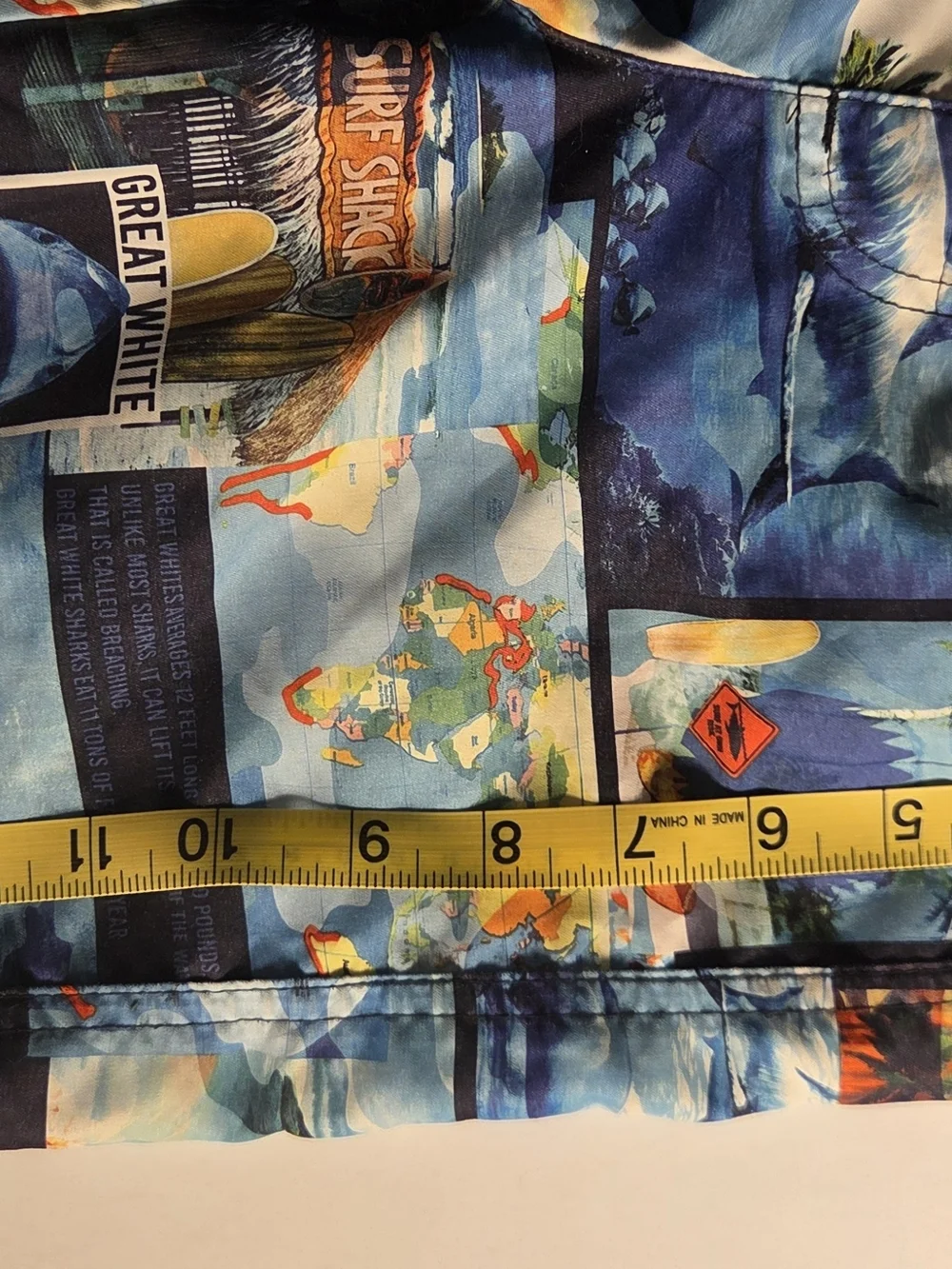 OP Boys 6-7 Blue Multi Shark Print Swim Trunks